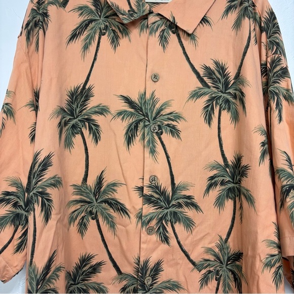 Caribbean Silk Blend Cotton 3XT Men's Button Up Short Sleeve Shirt Palm Tree - Picture 2 of 6